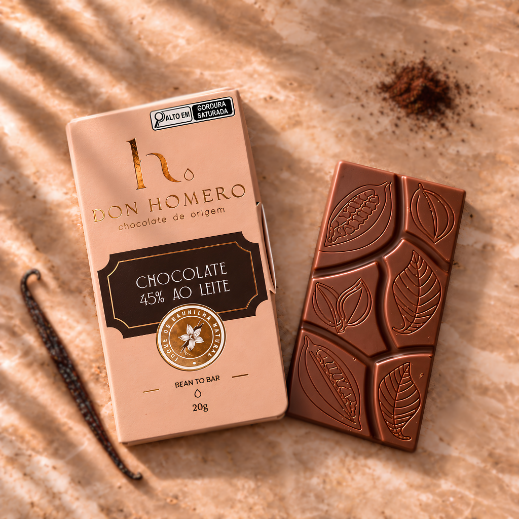 Chocolate ao leite 45% com toque de baunilha | 20g