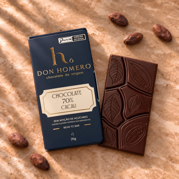 Chocolate 70% cacau sem açúcar| 20g